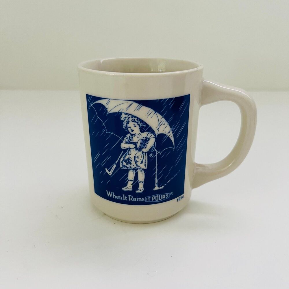 MORTON SALT 1921 Commemorative Logo "When It Rains It Pours" Coffee Mug Cup